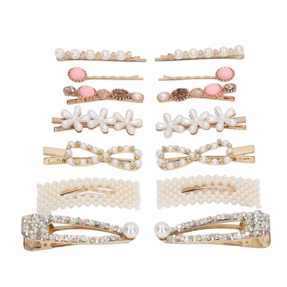 14 PCS Simulation Pearls Hair Clip Elegant Smooth Simulation Pearl Barrettes for for Women Girls Fashion Hair Accessories