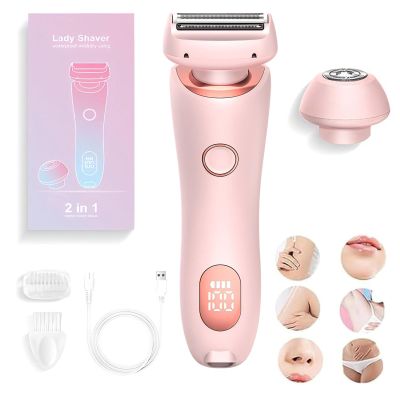 Dusk Razor for Women: Silk Glide Pro 3.0 Electric Shaver - Waterproof 2-in-1 Wet&Dry Painless Hair Removal for Legs/Underarm/Bikini with Removable Head & Travel Case (Pink)