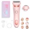 Dusk Razor for Women: Silk Glide Pro 3.0 Electric Shaver - Waterproof 2-in-1 Wet&Dry Painless Hair Removal for Legs/Underarm/Bikini with Removable Head & Travel Case (Pink)