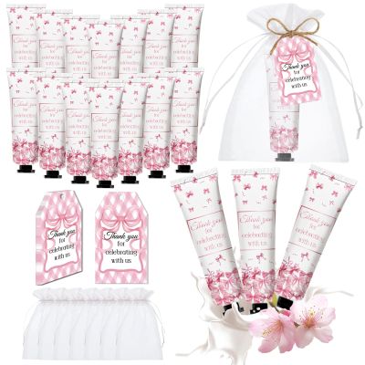 50 Pcs Pink Bow Gifts Hand Cream Bulk for Women,Girls Favors Gifts for Bachelorette Mini Travel Hand Lotion Bulk for Guest Wedding Bridal Engagement Baby Shower Valentine's Party Stuffers