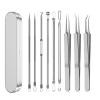 Stainless Steel Blackhead Remover Tool Kit, 9 PCS Black Head Removal Tool Set, Pimple Popper Tool Kit with Metal Case view 1