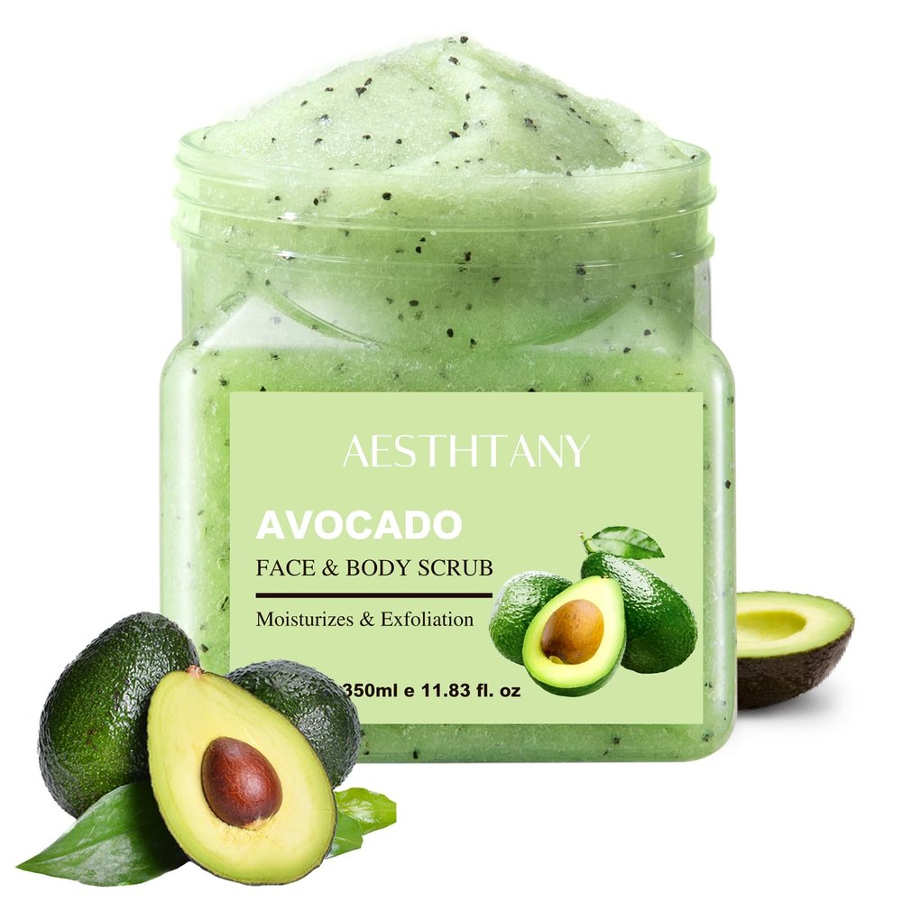 Avocado Body Scrub &Avocado Face & Body ScrubMoisturizing and Exfoliating Body, Face, Hand, Foot Scrub,Deep Cleansing 350ml