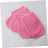 DEARMAMY 2pairs Paraffin Wax Mitts Exfoliating Gloves Heat for Nail Care Beauty Care Gloves Pink Cloth Mitts Booties view 3