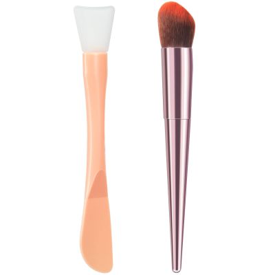2Pcs Foundation Brush, Premium Angled Makeup Brush Blending for Liquid, Cream, Powder. Dual-Use Silicone Mask Brush, Upgrade Foundation Mask Brush Set. Non-Shedding, Streak-Free, Odorless