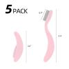 5 Pack Folding Eyelash Comb, Eyelash Separator Tool Eyebrow Comb Metal Teeth Professional Tool for Lash Brow, Pink view 2