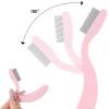 5 Pack Folding Eyelash Comb, Eyelash Separator Tool Eyebrow Comb Metal Teeth Professional Tool for Lash Brow, Pink view 4