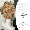 FashionCha Adjustable Braiding Hair Rack Convenience Double Sided Standing Hair Stand Home 144 Pegs Adjustable Height for Braiding Hair, White view 3