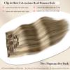 Blonde Hair Extensions Real Human Hair, 15 Inch Thick Full Ash Blonde Clip in Hair Extension Highlight Platinum Human Hair Clip in Extensions for Women 70G Soft Fine view 2