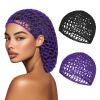 2 PCS Hair Nets for Sleeping Mesh Crochet Hair Wrap Breathable Sleep Cap for Women Reusable Elastic HairnetBlackPurple view 1