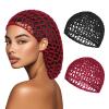 2 PCS Hair Nets for Sleeping Mesh Crochet Hair Wrap Breathable Sleep Cap for Women Reusable Elastic HairnetBlackWine view 1