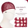 2 PCS Hair Nets for Sleeping Mesh Crochet Hair Wrap Breathable Sleep Cap for Women Reusable Elastic HairnetBlackWine view 3