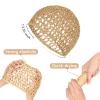 2 PCS Hair Nets for Sleeping Mesh Crochet Hair Wrap Breathable Sleep Cap for Women Reusable Elastic HairnetBlackKhaki view 2