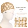 2 PCS Hair Nets for Sleeping Mesh Crochet Hair Wrap Breathable Sleep Cap for Women Reusable Elastic HairnetBlackKhaki view 3