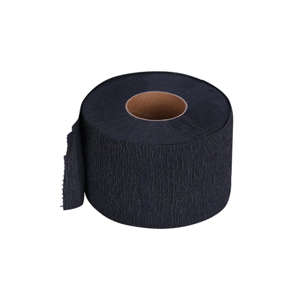 1 Roll Black Disposable Barber Neck Paper Strips Self-Adhesive Stretchy Neck Bands for Hairdressing, Hair Cutting & Salon Supplies(13x2.6 Inch)