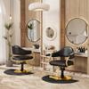 Baasha Professional Black and Gold Salon Chair for Hair Stylists - Modern Stylist Chair with Memory Foam Cushion, Oversized Stable Base & 330 lb Weight Capacity view 2