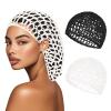 2 PCS Hair Nets for Sleeping Mesh Crochet Hair Wrap Breathable Sleep Cap for Women Reusable Elastic HairnetBlackWhite view 1