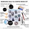Halloween Sally Makeup & Corpse Bride Makeup Kit, Sally Costume Corpse Bride Make Up SFX Set with Light Blue Face Paint, Black Eyeliner, Lipstick & Faux Eyelash for Sally Face Cosplay & Dress-Up Party view 2