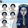 Halloween Sally Makeup & Corpse Bride Makeup Kit, Sally Costume Corpse Bride Make Up SFX Set with Light Blue Face Paint, Black Eyeliner, Lipstick & Faux Eyelash for Sally Face Cosplay & Dress-Up Party view 4