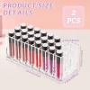 2 Pcs Lipstick Organizer Lipstick Case with 24 Slots Lip Gloss Holder, Acrylic Lipstick Storage Organizer Lipgloss Display Case, Clear Lip Balm Holder Display for Lip Gloss, Eyeliners view 2