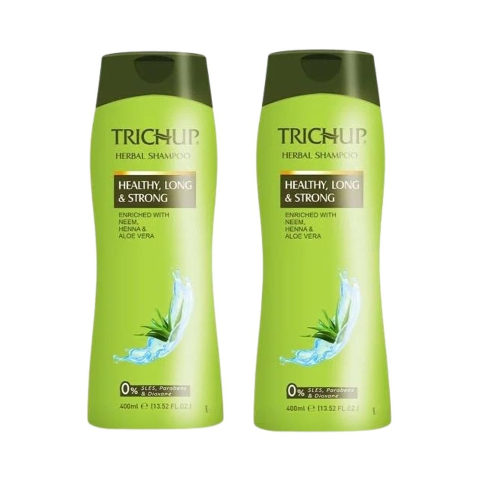 Trichup Herbal Shampoo with Aloe Vera, Neem & Henna - Gentle Herbal Care for Long, Strong Hair - Paraben Free, Unisex, For All Hair Types, Pack of 2 (13.52 fl oz each)