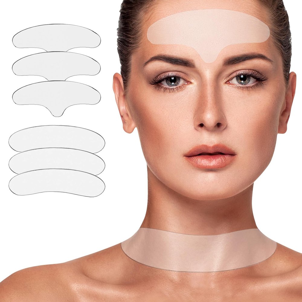 Stasover Neck Wrinkle Patches  Reusable Silicone Pads for Neck & Forehead, Anti Wrinkles Silicone Patches for Frown Lines, Smooth & Hydrating Overnight Skincare Pads for Women, 6 Pcs Set