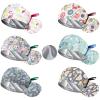 6 Pcs Scrub Caps Women Satin Lined, Adjustable Surgical Caps for Women, Nurse Cap with Button and Sweatband, Scrub Hats Women Ponytail, Working Cap for Unisex, Elastic Ponytail Tie Back, One Size view 1