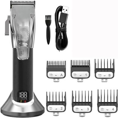 Datianu Hair Cutting Tool, Adjustable Barber Electric Hair Clipper Men Professional Hair Trimmer Beard Haircut Machine Rechargeable 2-Speed(Silver)
