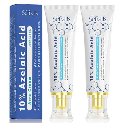 2-Pack 10% Azelaic Acid Acne Cream, Premium Azelaic Acid Facial Cream - Redness Relief For Face, Redness Reducing Skin Care, Prevents Acne Breakouts, Ease Pimple Clarify Skin Soothe Irritation,1 Oz