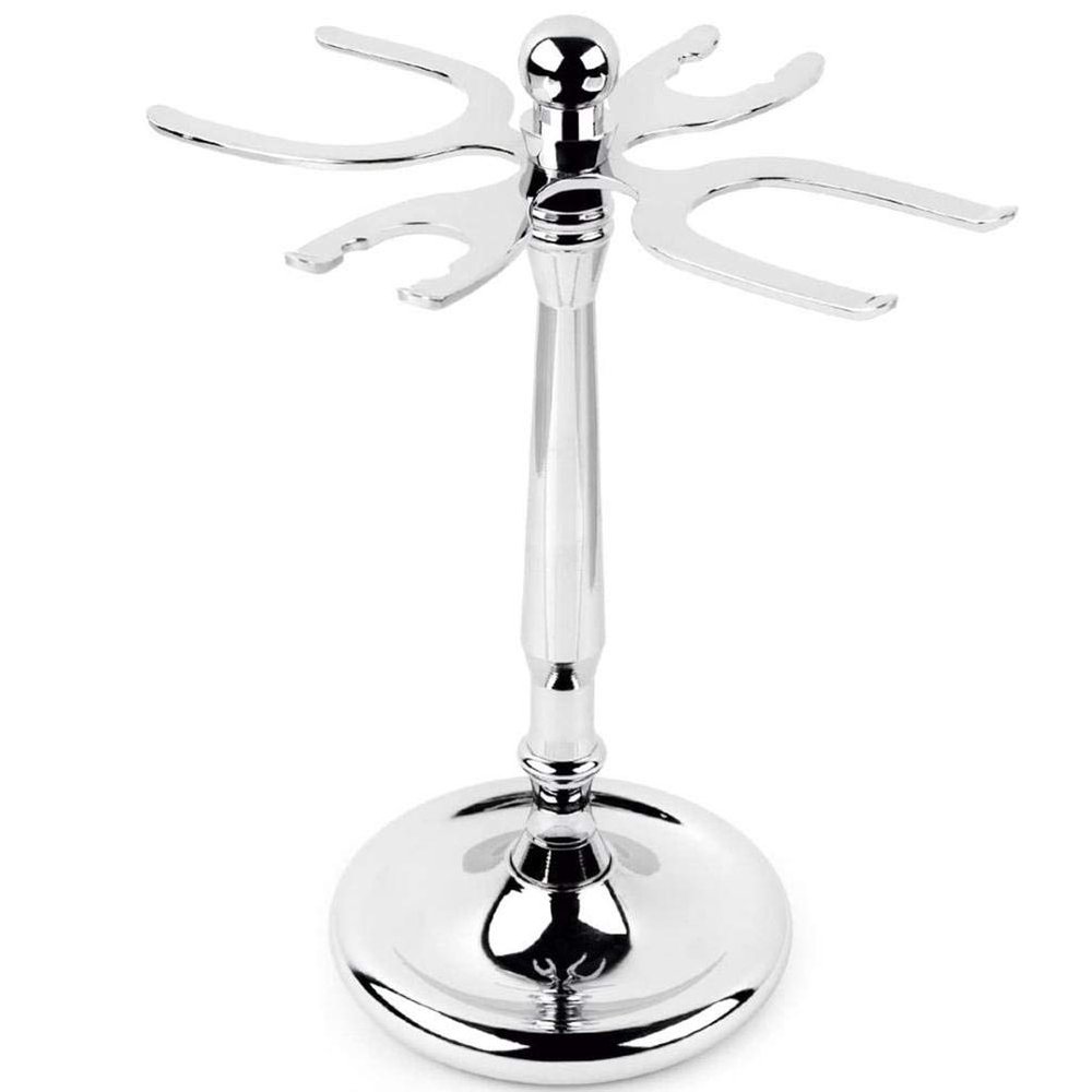 4 Prong Razors and Shave Brush Stand, Shaving Brush Holder Stand Tool, Shaving Accessories for Man, Holder, Holds 2 Double Safety Razors and 2 Shave Brushes (4 Holes)
