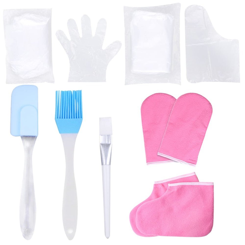 Gatuida 1set Moisturizing Hand Care Gloves and Foot Covers Paraffin Wax Accessories for Soft Exfoliated Skin Random Red Cotton