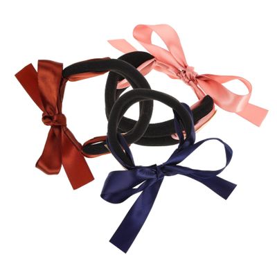 VICASKY 3pcs Hair Bun Maker with Ribbon Donut Bun Holders for Elegant Hairstyles Parties and Banquets Pink Coffee Navy