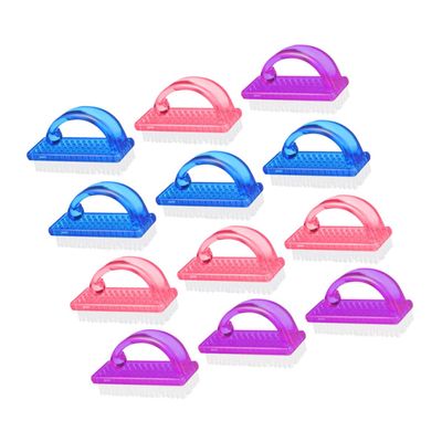 CHILDWEET 12pcs Nail Dust Cleaner Brushes Large Plastic Fingernail Scrubbing Tool for Manicure Pedicure Lightweight and Portable Nail Cleaning Brush Dusty