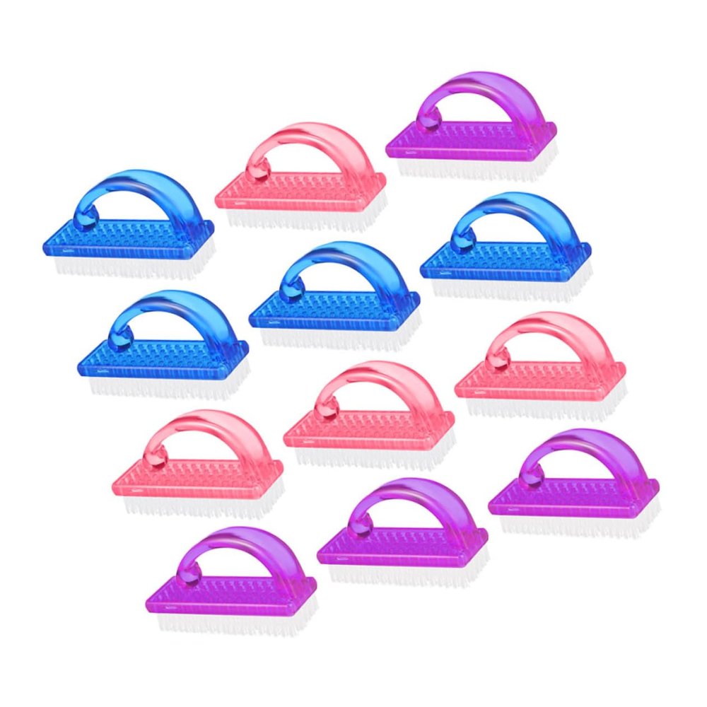 CHILDWEET 12pcs Nail Dust Cleaner Brushes Large Plastic Fingernail Scrubbing Tool for Manicure Pedicure Lightweight and Portable Nail Cleaning Brush Dusty