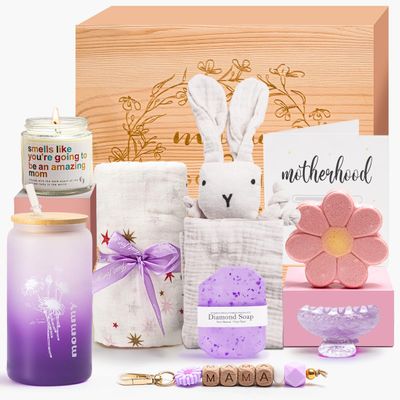 New Mom Gifts,New Mummy Care Package After Baby,Pregnancy Gifts Basket for Expecting Mom,First Time Mothers Day Gift for New Mom Birthday Spa Gifts for Women