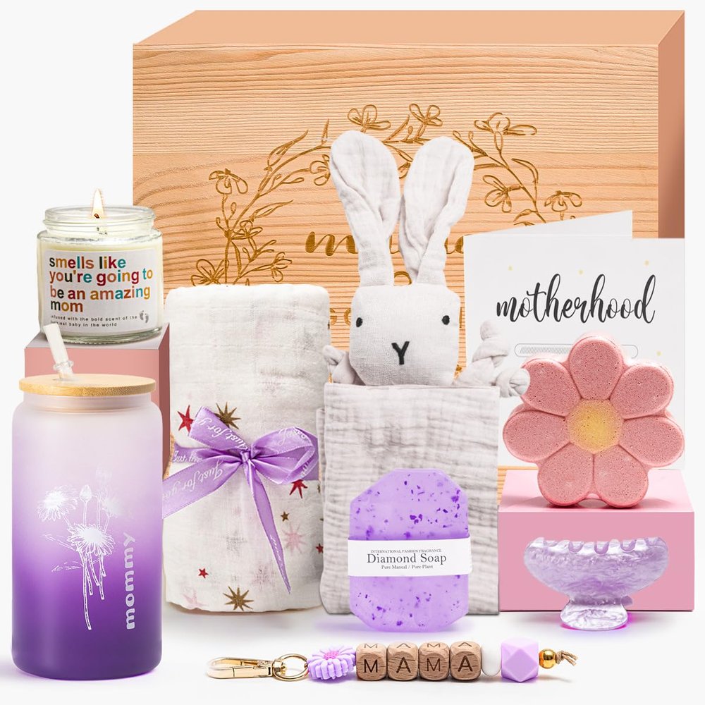 New Mom Gifts,New Mummy Care Package After Baby,Pregnancy Gifts Basket for Expecting Mom,First Time Mothers Day Gift for New Mom Birthday Spa Gifts for Women