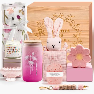 New Mom Gifts,New Mummy Care Package After Baby,Pregnancy Gifts Basket for Expecting Mom,First Time Mothers Day Gift for New Mom Birthday Spa Gifts for Women