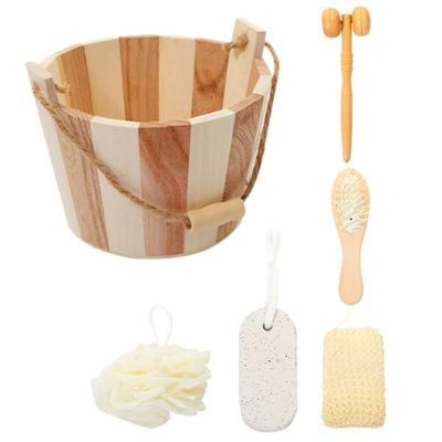 LALADEFIEE Body Scrubber Set for Exfoliating and Cleaning Includes Bath Ball Tool Foot Stone and Face Massager for Home and Hotel Use