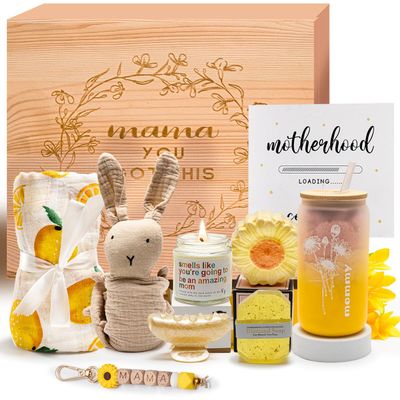 New Mom Gifts,New Mummy Care Package After Baby,Pregnancy Gifts Basket for Expecting Mom,First Time Mothers Day Gift for New Mom Birthday Spa Gifts for Women
