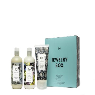 R+Co JEWELRY BOX Kit  Color-Protecting Hair Set | Includes GEMSTONE Color Shampoo (8.5 oz), Conditioner (8.5 oz) & Ultra Shine Glossing Treatment (5 oz) | Vegan, Sulfate-Free | Limited Edition
