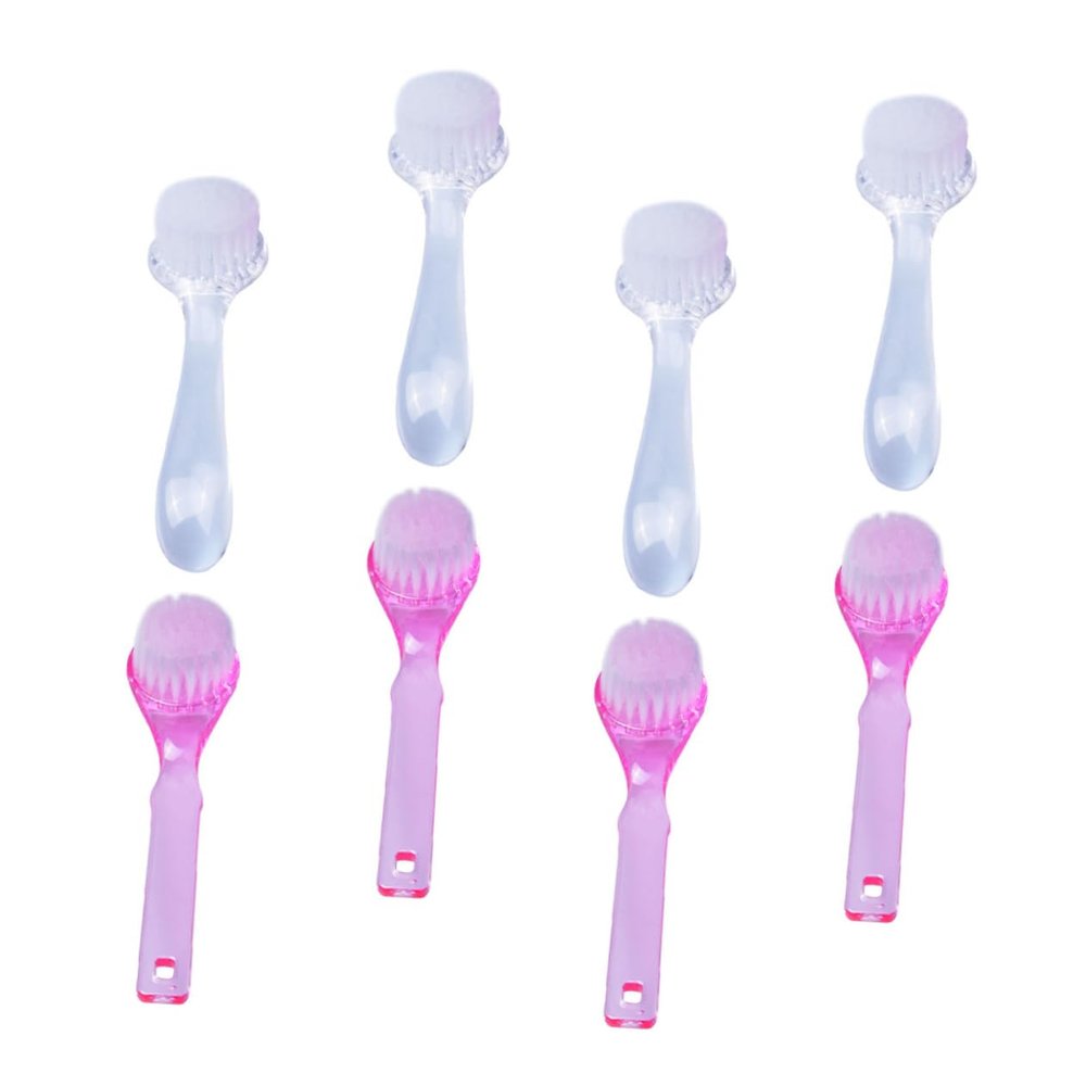 DEARMAMY 8-Piece Round Head Nail Cleaning Brush Set Soft Bristle Handle Brushes for Home Manicure Gentle Fingernail Scrub for Personal Care and Grooming