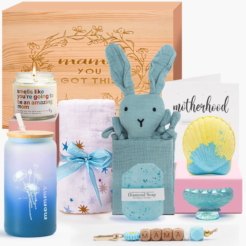 New Mom Gifts,New Mummy Care Package After Baby,Pregnancy Gifts Basket for Expecting Mom,First Time Mothers Day Gift for New Mom Birthday Spa Gifts for Women