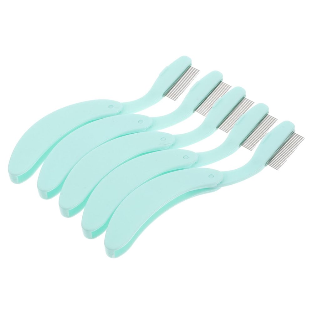 ELAYARD 5-Piece Portable Folding Eyelash Comb and Eyebrow Brush Set Metal Teeth Mascara Separator for Lash Grooming and Eyebrow Styling for Home and Travel