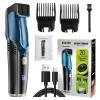 Vikye Cordless Rechargeable Hair Clipper & Trimmer, Easy Guide Combs, Self - Absorbing Water Proof Hair Clippers for Barbers Haircut Kit (Blue) view 1