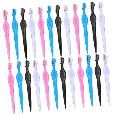 ELAYARD 24pcs Stylish Eyebrow Razor Trimmer Stainless Steel Blades Covered for Grooming