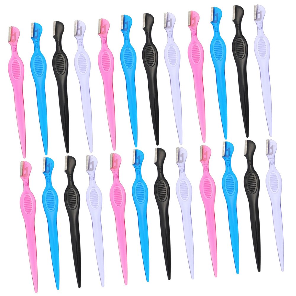 ELAYARD 24pcs Stylish Eyebrow Razor Trimmer Stainless Steel Blades Covered for Grooming