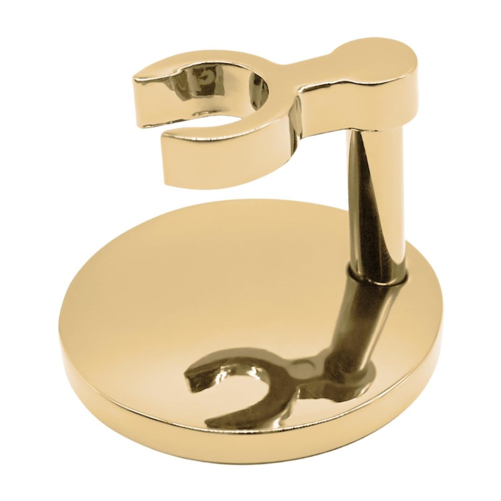 FashionCha Men Shaving Stand Shaving Holder Base Stable Modern Shave Accessory Universal Shaving Base Metal for Home Shower Room Travel, Gold