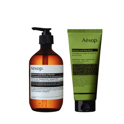 Aesop Geranium Leaf Body Cleanser + Scrub | 16.9 oz + 6.2 oz