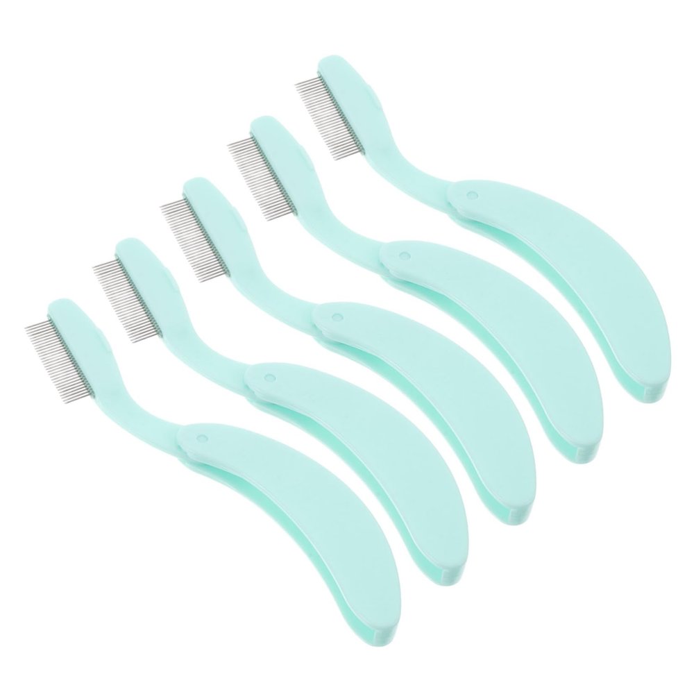 GALPADA 5 Pcs Foldable Eyelash Comb Set with Metal Teeth for Women Dual-use Brow and Lash Grooming Tool Portable Beauty Accessory for Home and Travel
