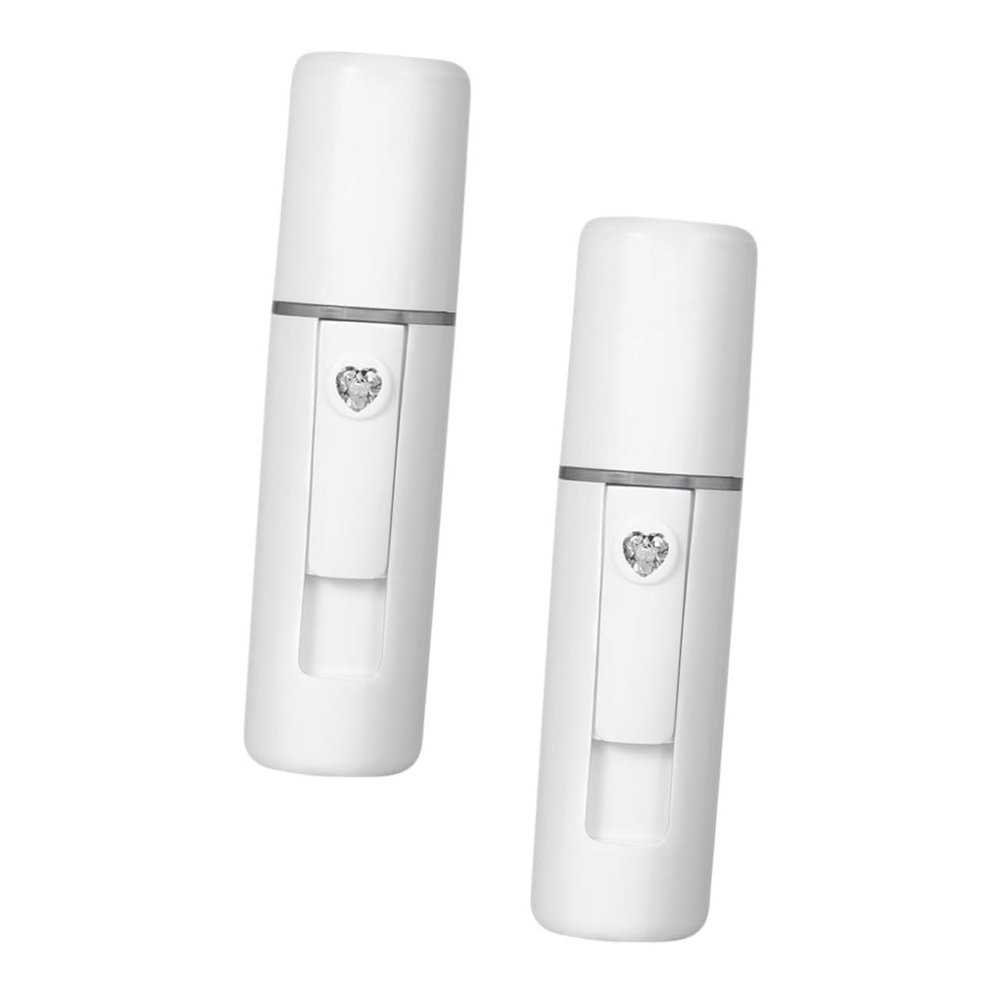 PartyKindom 2pcs Nano Facial Steamer Portable Face Humidifier for Women Quick Moisturizing Beauty Tool Compact Easy to Carry Equipment White
