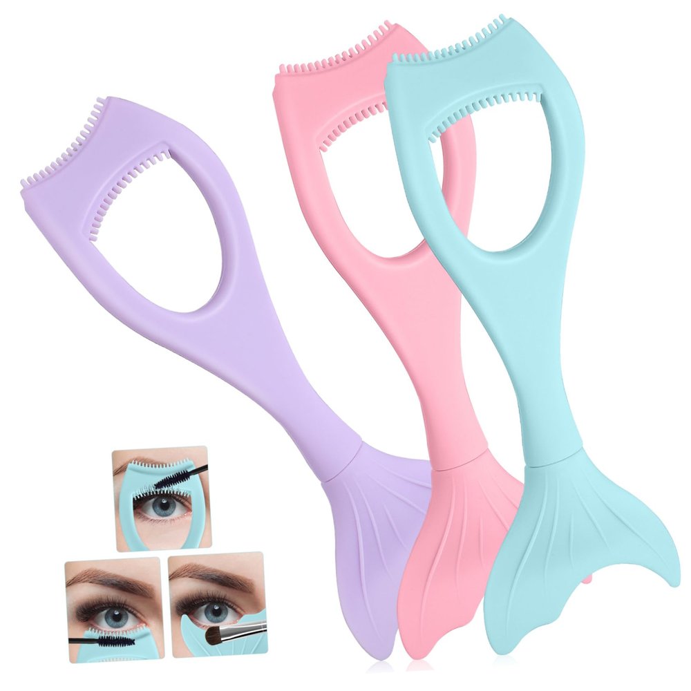 WRITWAA Mascara Lash Guard Applicator Set 3pcs Mermaid-Shape Comb Tool Eyelash Makeup Shield Daily Professional Makeup